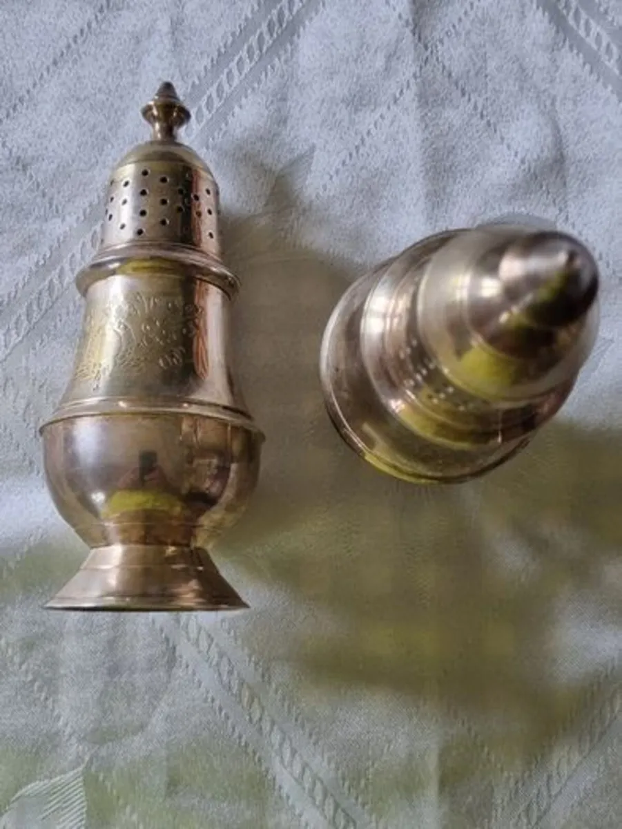 A pair of silver-plated salt shakers - Image 3