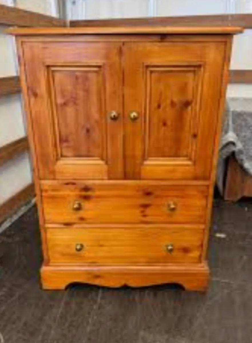 Small solid pine wardrobe with drawers
