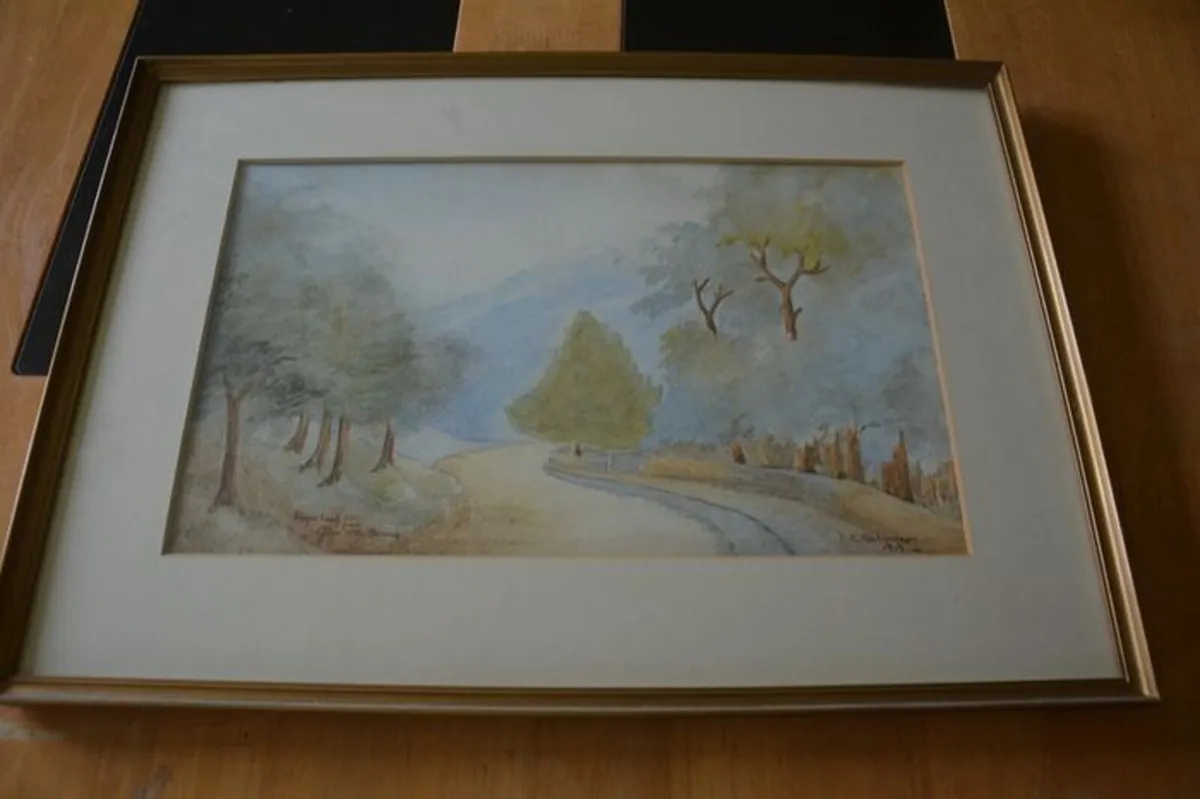 Large vintage watercolor - Image 4