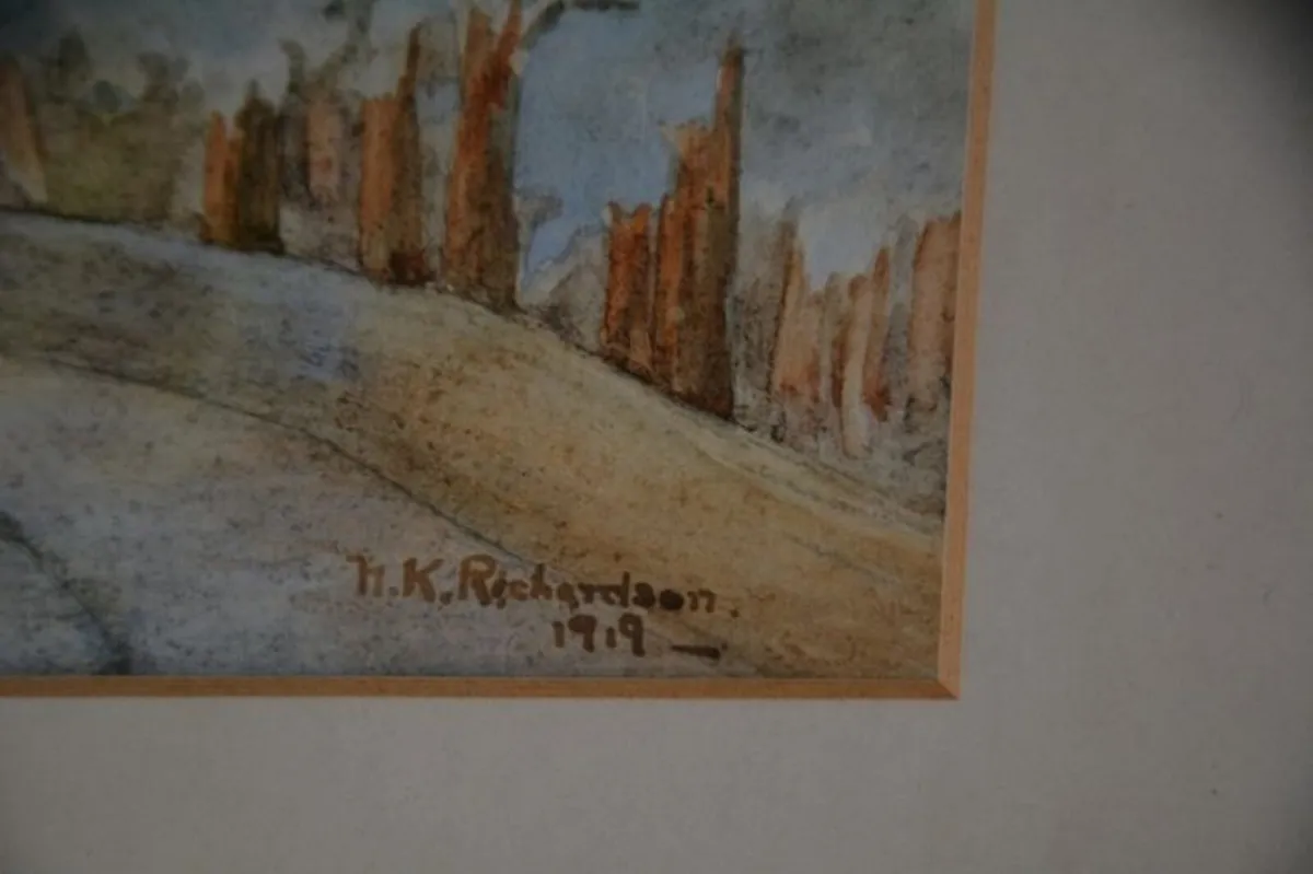 Large vintage watercolor - Image 2