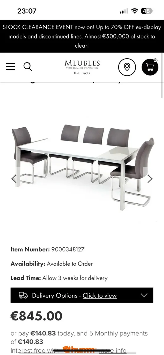 Dining Table with chairs Extends to 230cm - Image 2