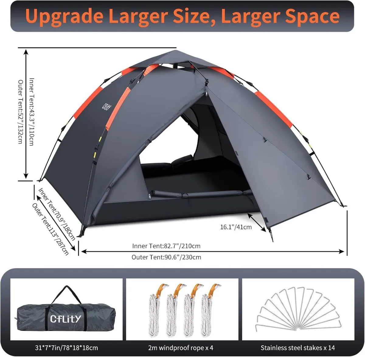 camping Tent (3-person instant pop-up) Like New - Image 2