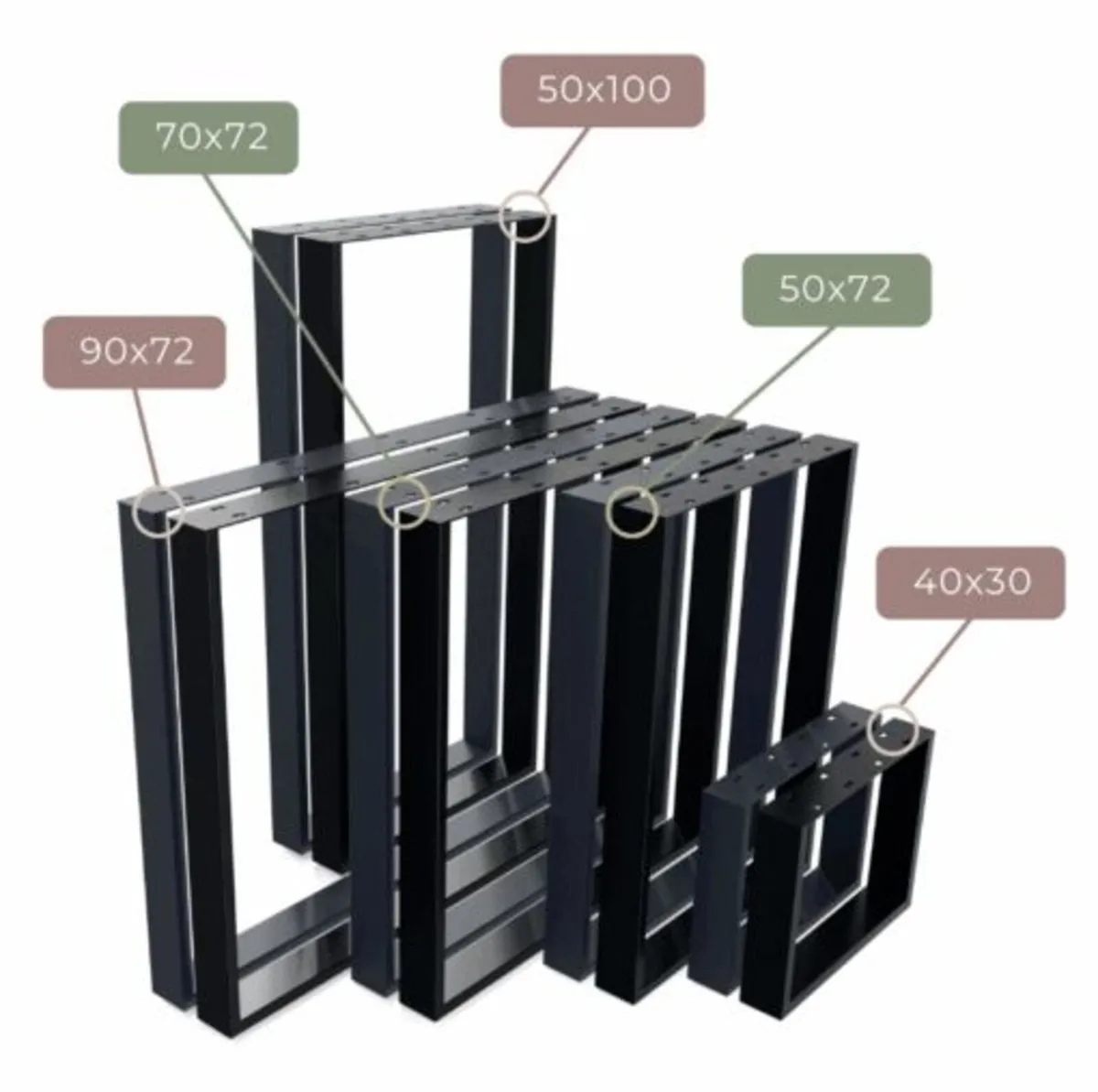 Metal Table Legs Rectangle Loft Style 50×100 Set 2 - Image 1