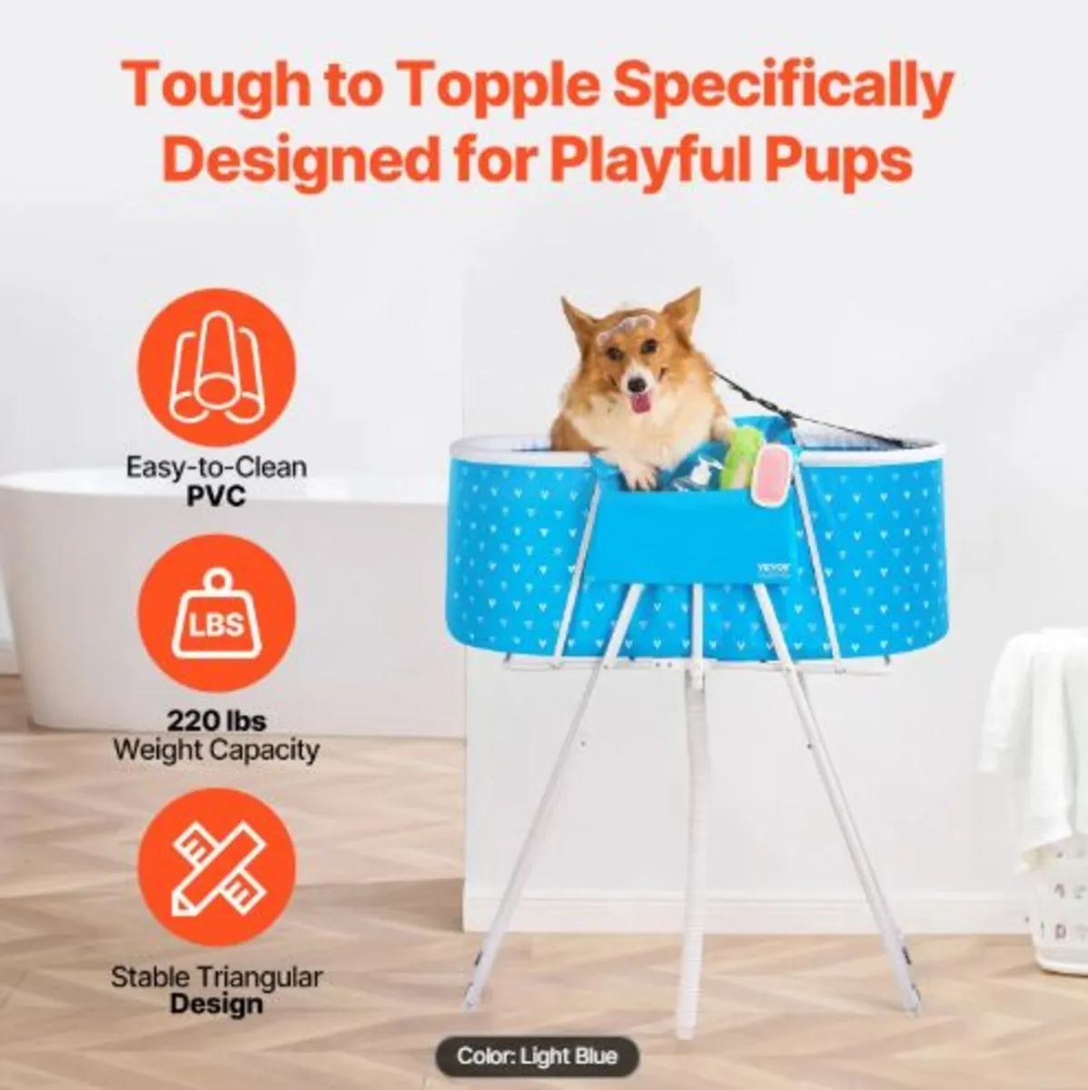 Portable Dog Bathtub, Elevated & Foldable Space- - Image 3