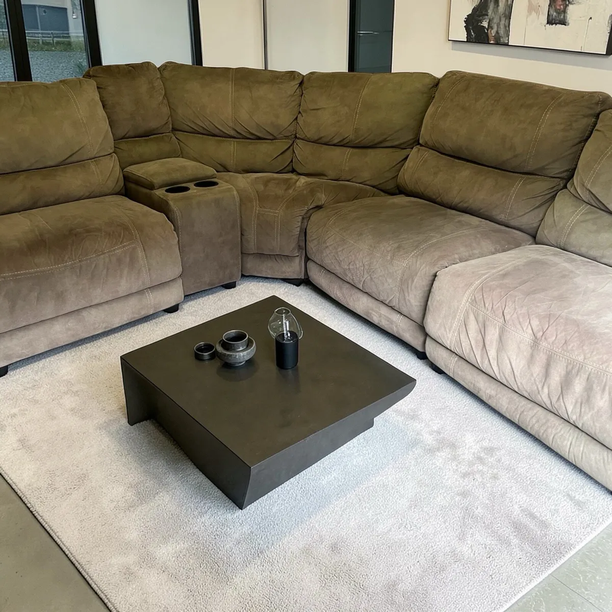 Beige corner recliner sofa set delivery available - Image 3