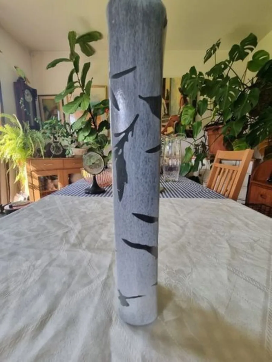 Large Cylindrical Engraved Glass Vase - Image 3