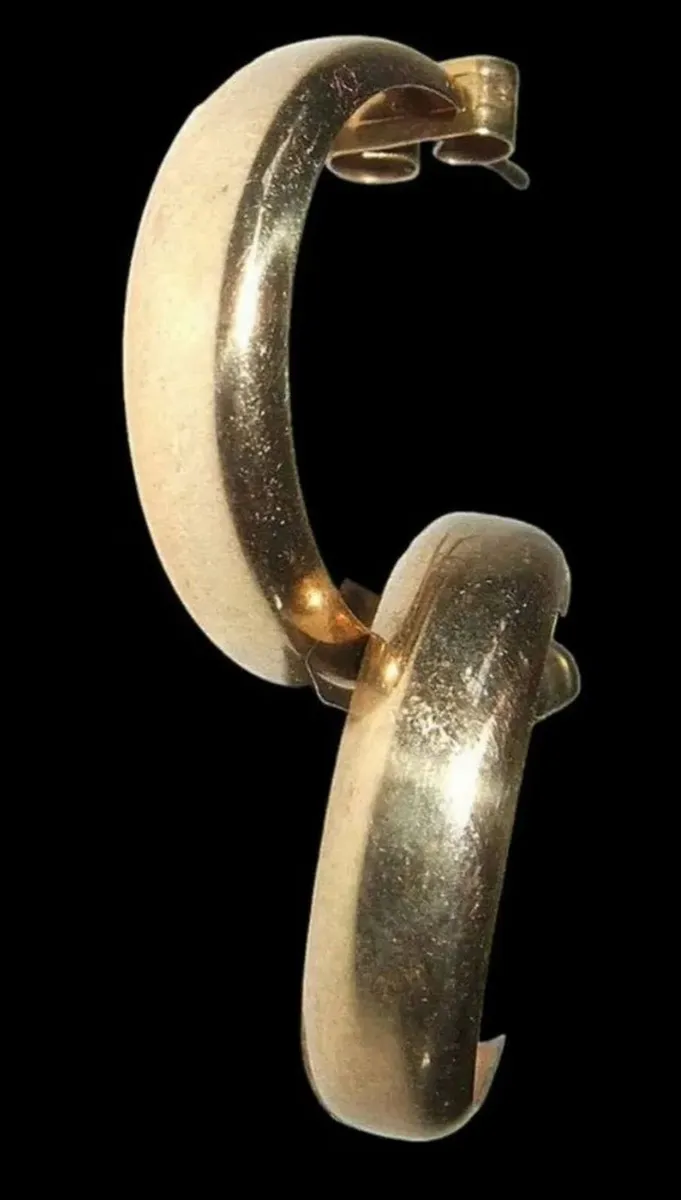 Vintage 9ct Gold Hallmarked Hoop Earrings - Image 1