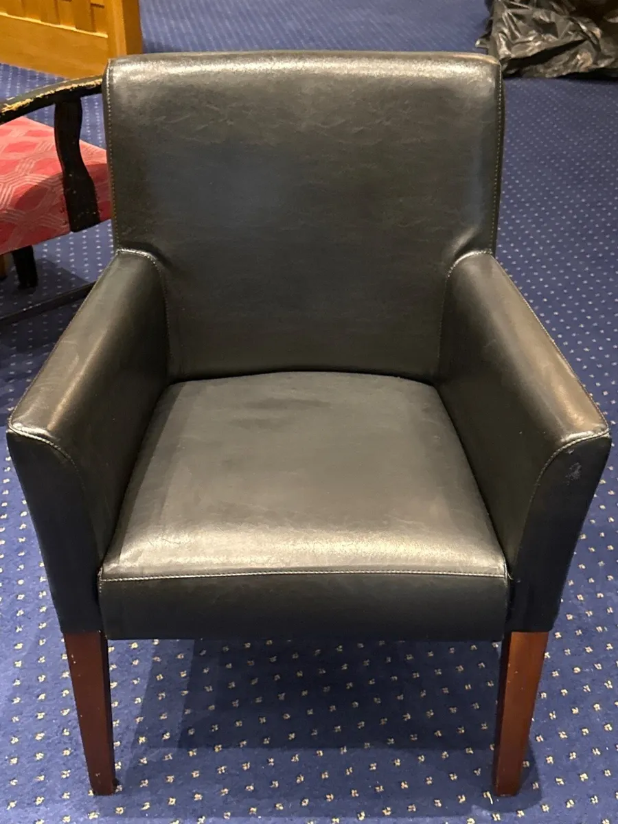 Solid black leather chairs - Image 2