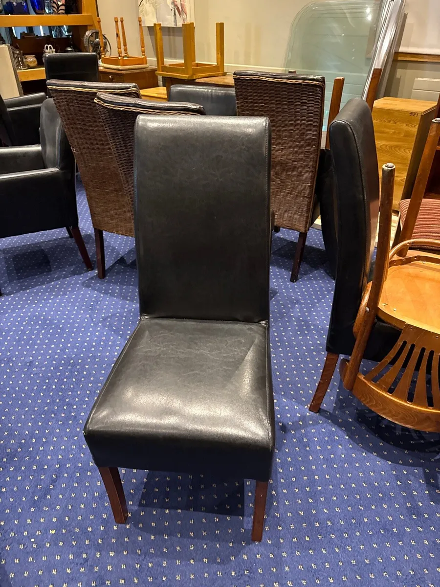 Solid black leather chairs - Image 3