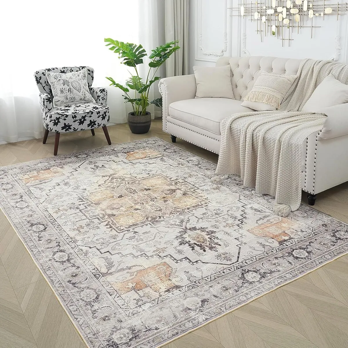 Rug Living Room Washable Rugs Area Short Pile - Image 1