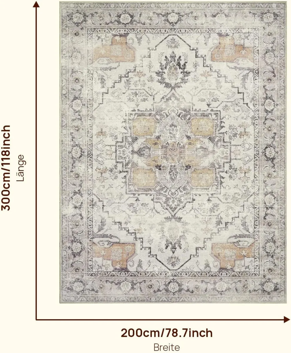 Rug Living Room Washable Rugs Area Short Pile - Image 2