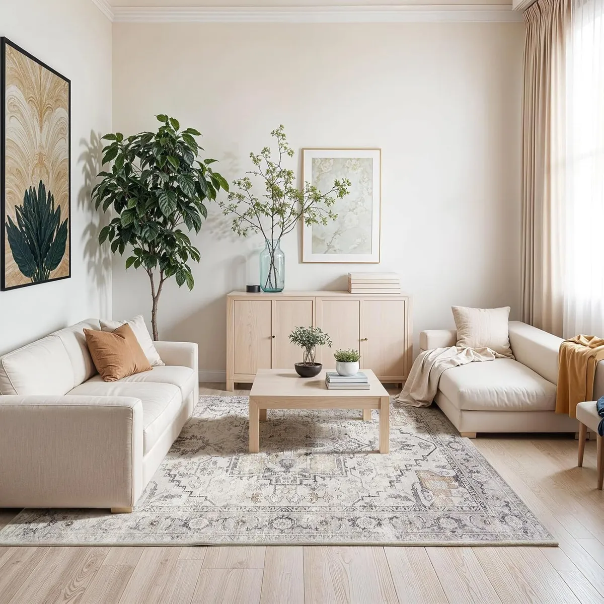 Rug Living Room Washable Rugs Area Short Pile - Image 4