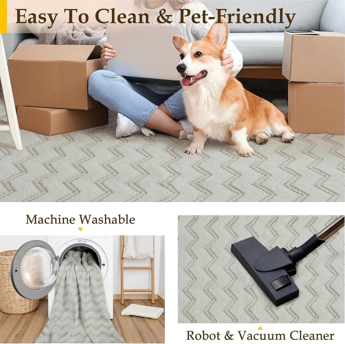 Beige Rugs Living Room Area Rug 200x300cm Bedroom - Image 4