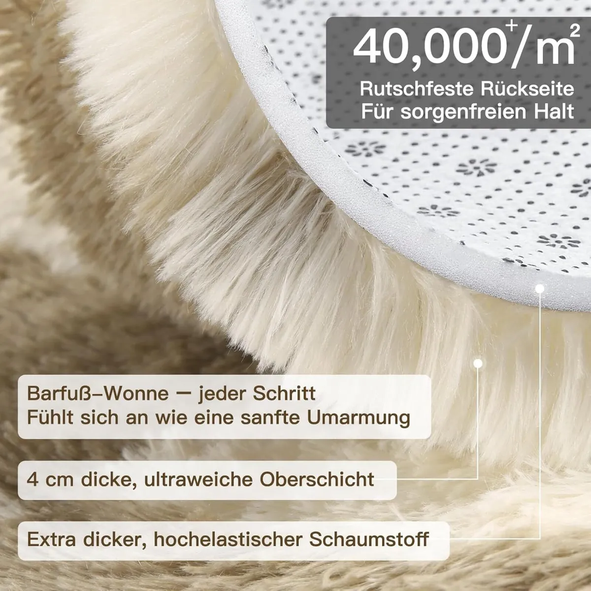 Checked High Pile Rug Living Room Rugs Non-Slip - Image 3