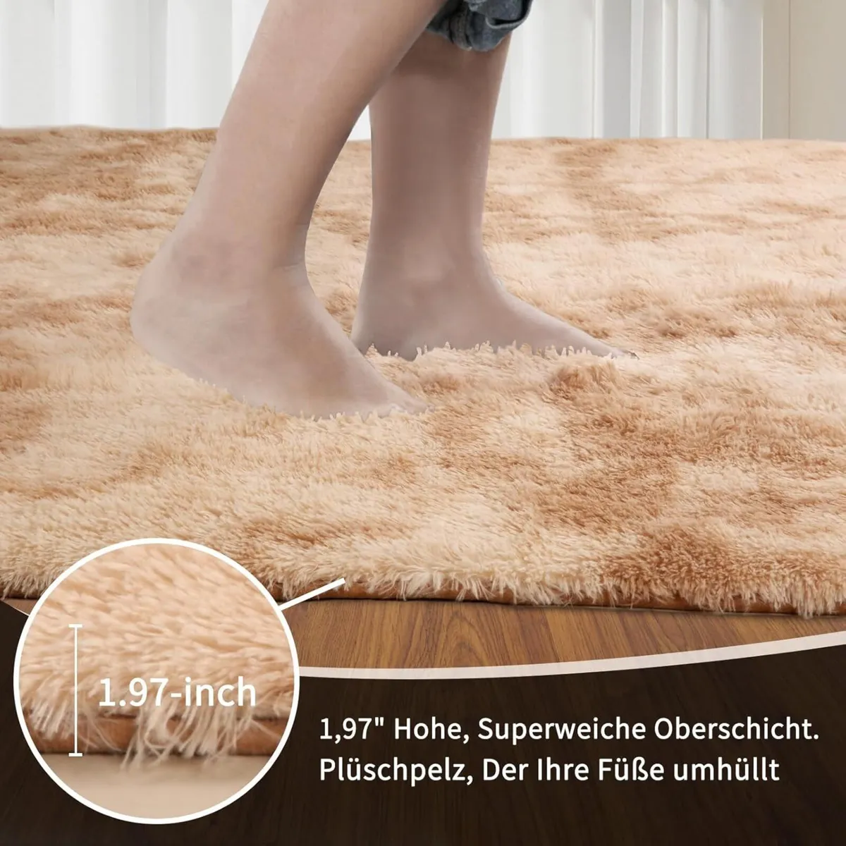 High Pile Rug Khaki Living Room 200 x 300 cm - Image 2