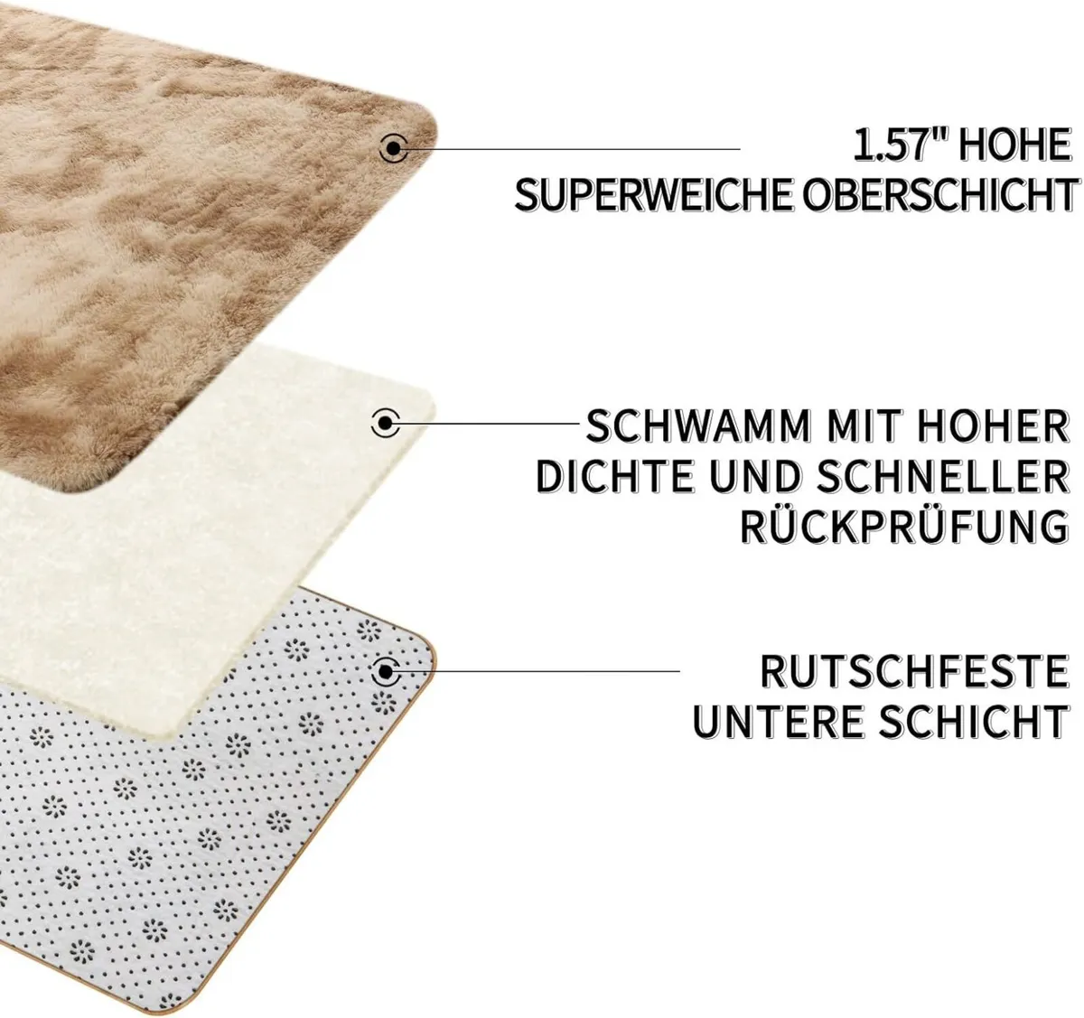 High Pile Rug Khaki Living Room 200 x 300 cm - Image 3