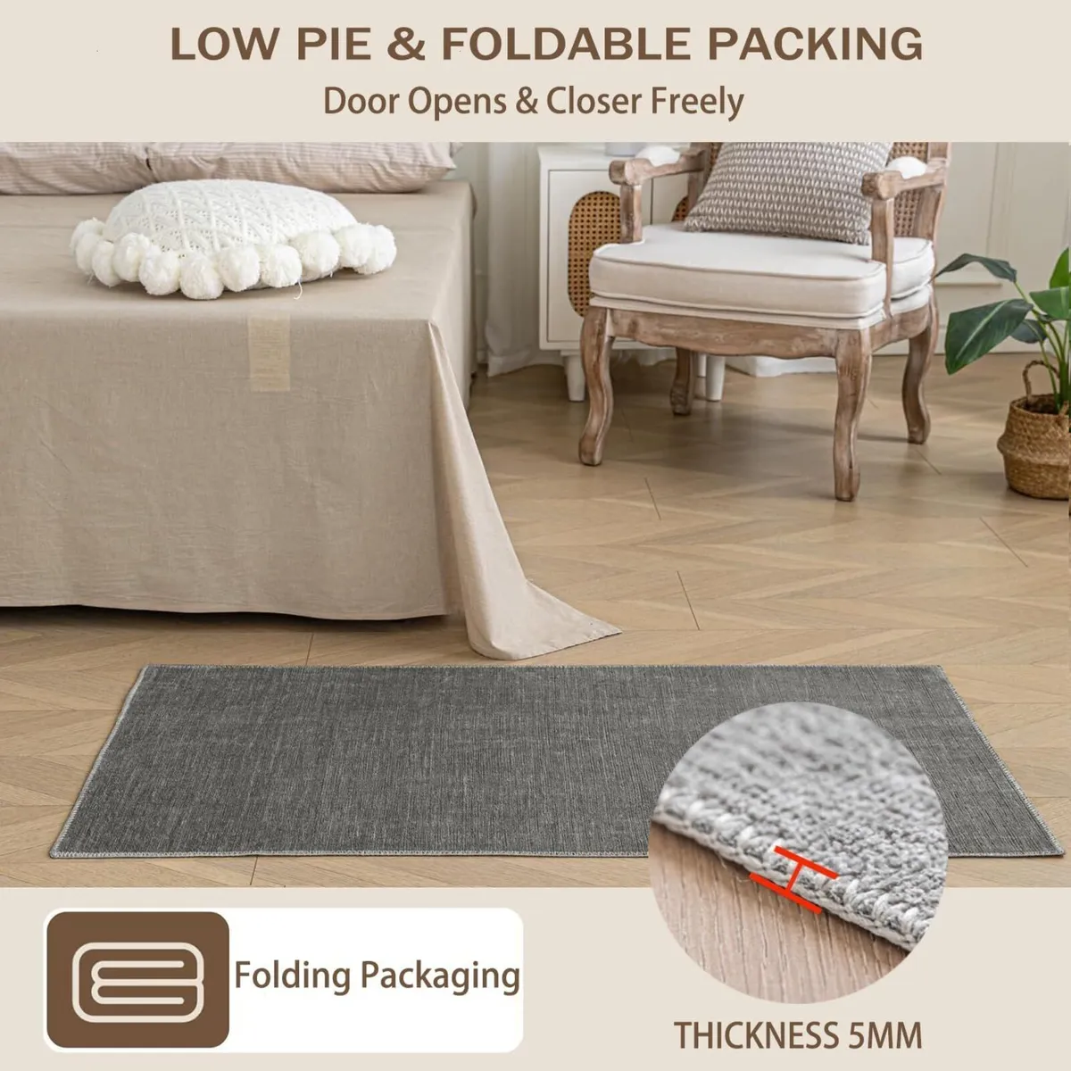 Area Rug - Low Pile Rugs Large Carpets Non-Slip - Image 4