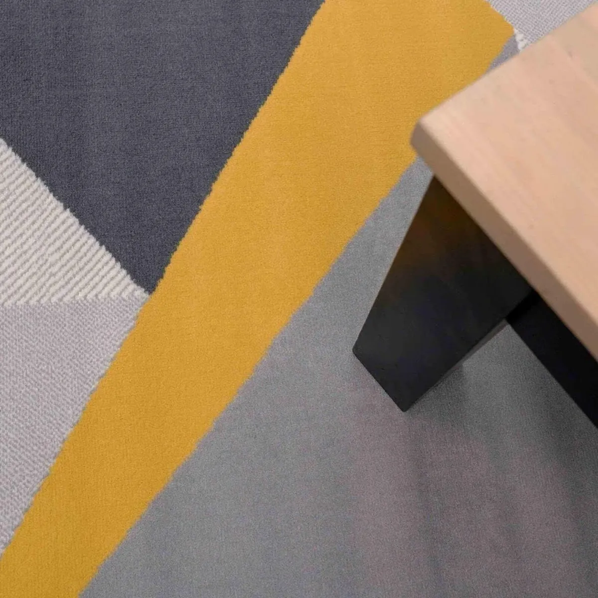 Ochre Mustard Grey Patchwork Geometric Carpet Rug - Image 3