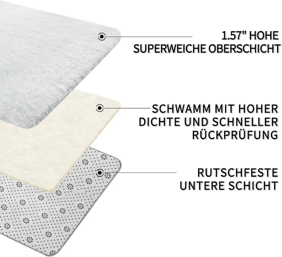 High Pile Rug White Living Room 200 x 300 cm - Image 3