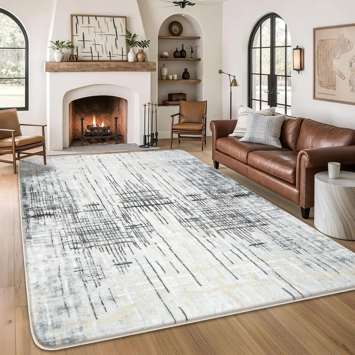 Area Rug Living Room Rugs Grey Modern Luxury Soft - Image 1