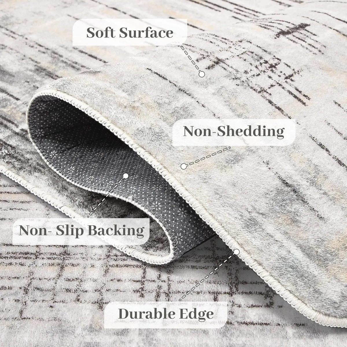 Area Rug Living Room Rugs Grey Modern Luxury Soft - Image 3