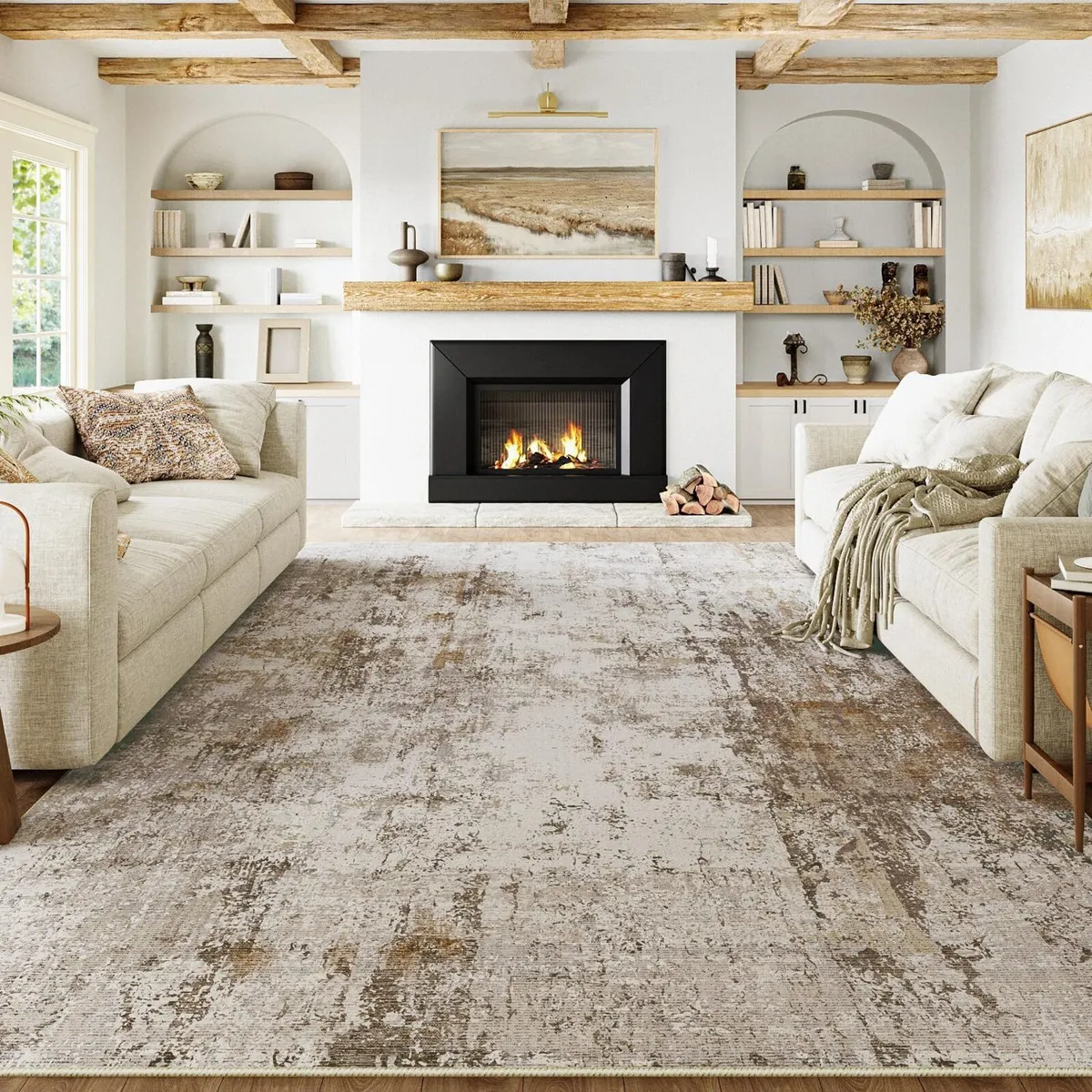 Washable Rugs Living Room Rug 300x400cm Grey - Image 1