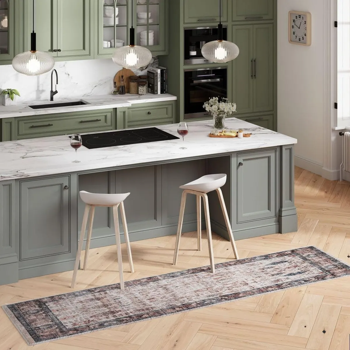 Traditional Distressed Brown Floral Hallway - Image 2