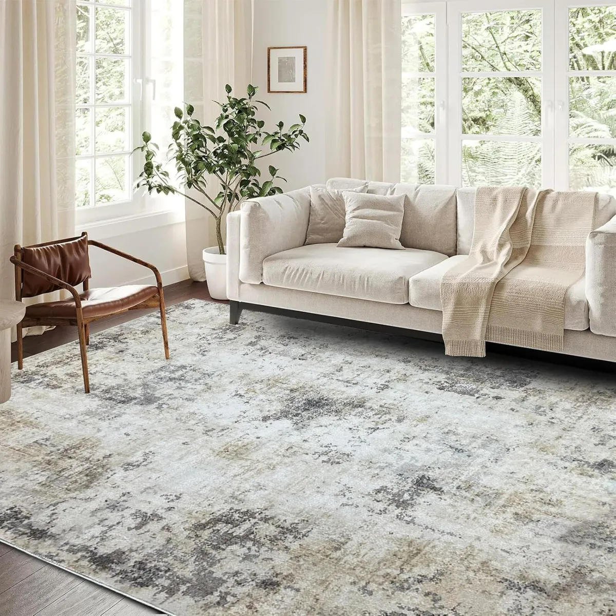 Modern Soft Area Rugs Abstract Distressed Living - Image 1