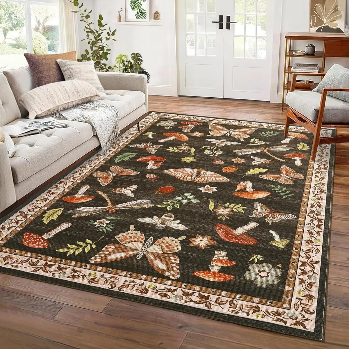 160x230 cm Mushroom Rug Living Room Washable - Image 1