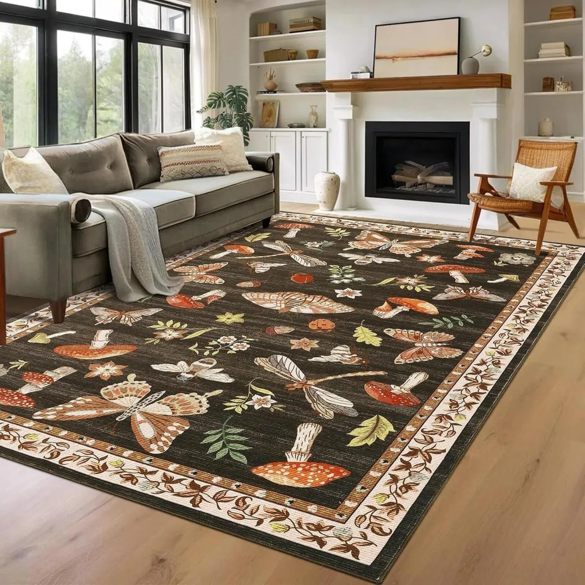 160x230 cm Mushroom Rug Living Room Washable - Image 2