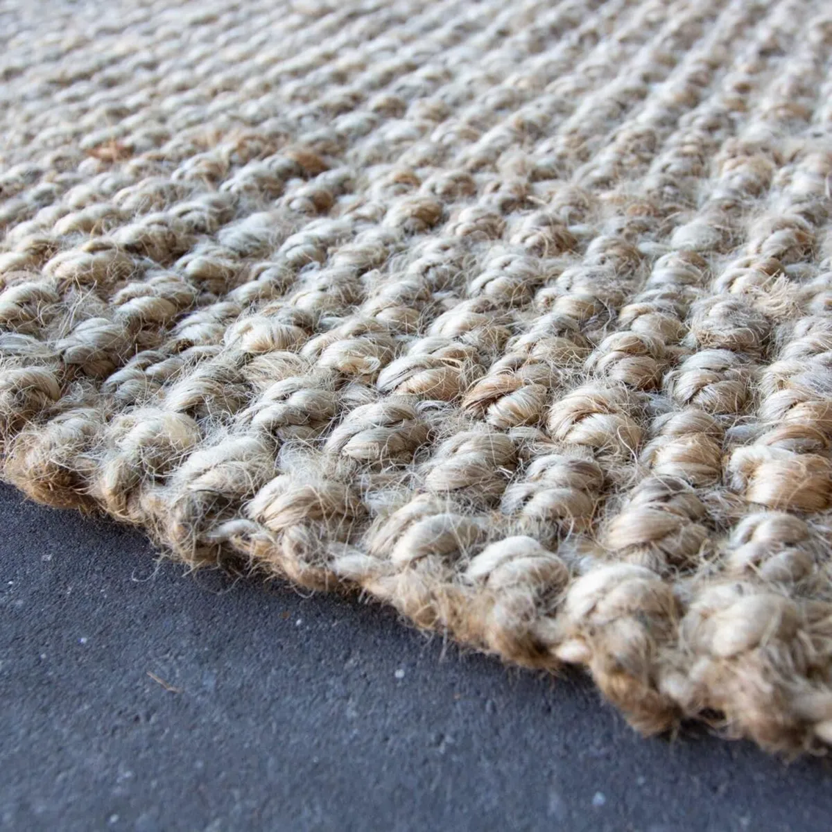 Durable Hardwearing Natural Boucle Jute Rug Dirt - Image 2