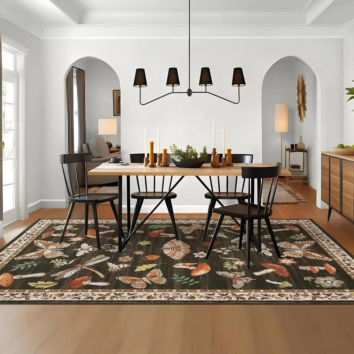 160x230 cm Mushroom Rug Living Room Washable - Image 3