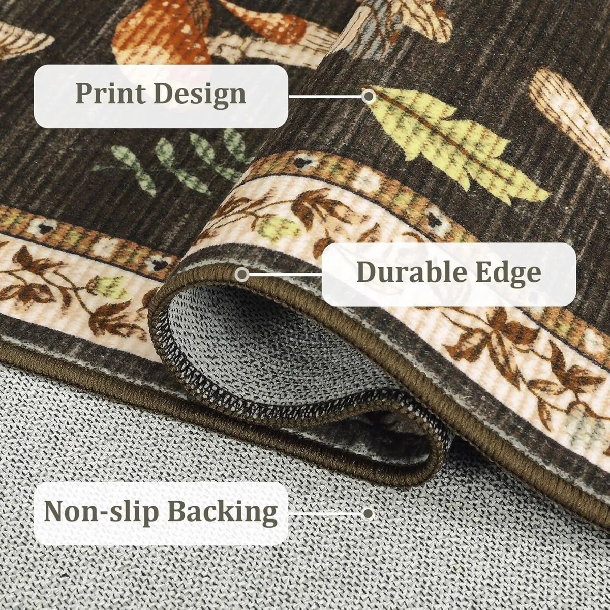 160x230 cm Mushroom Rug Living Room Washable - Image 4