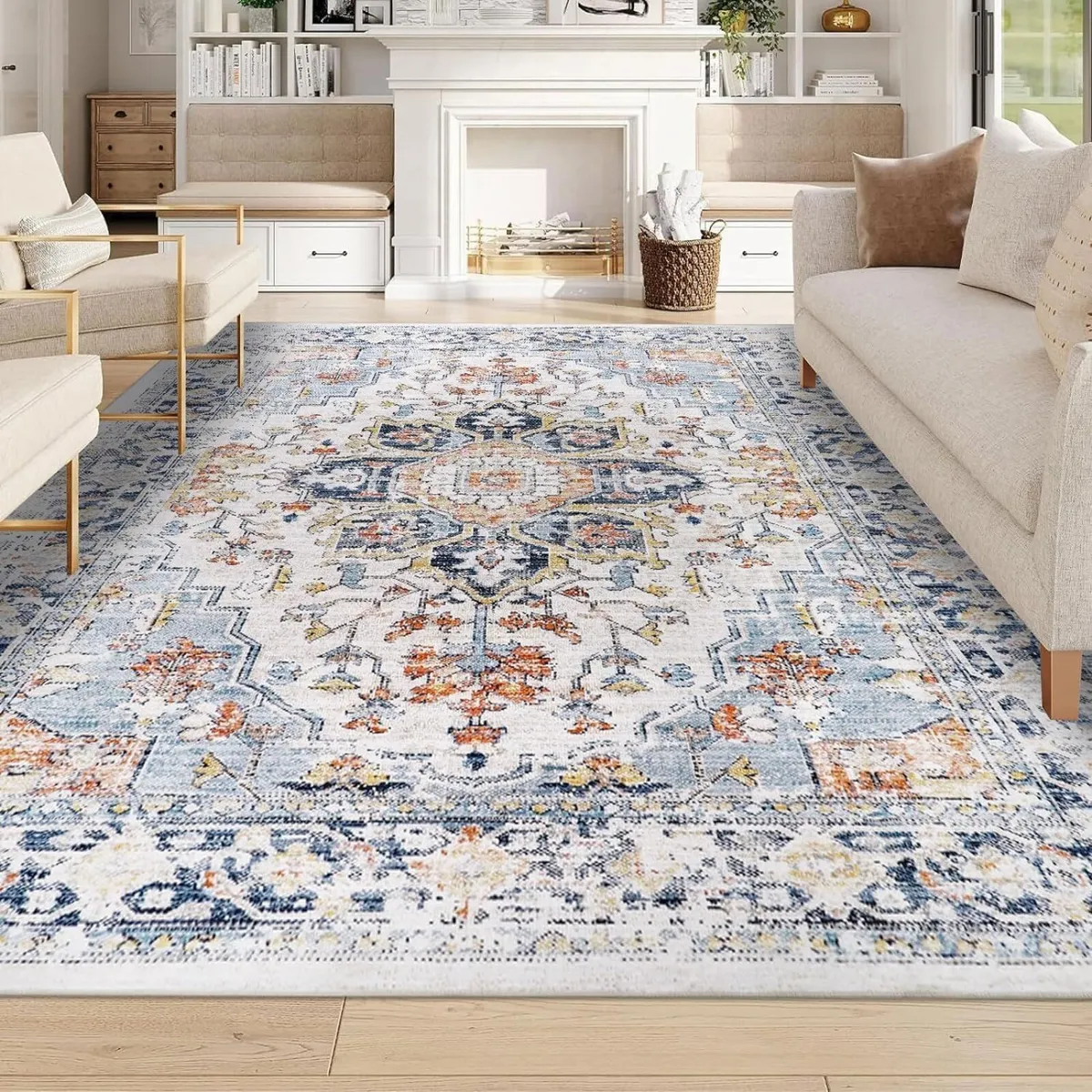 Washable Rugs Living Room 200x300cm Boho Thin - Image 1