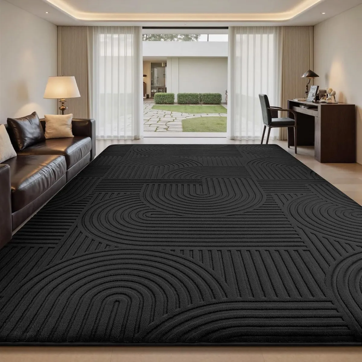 Living Room Rug 200 x 300 cm 3D Black Rugs with - Image 1