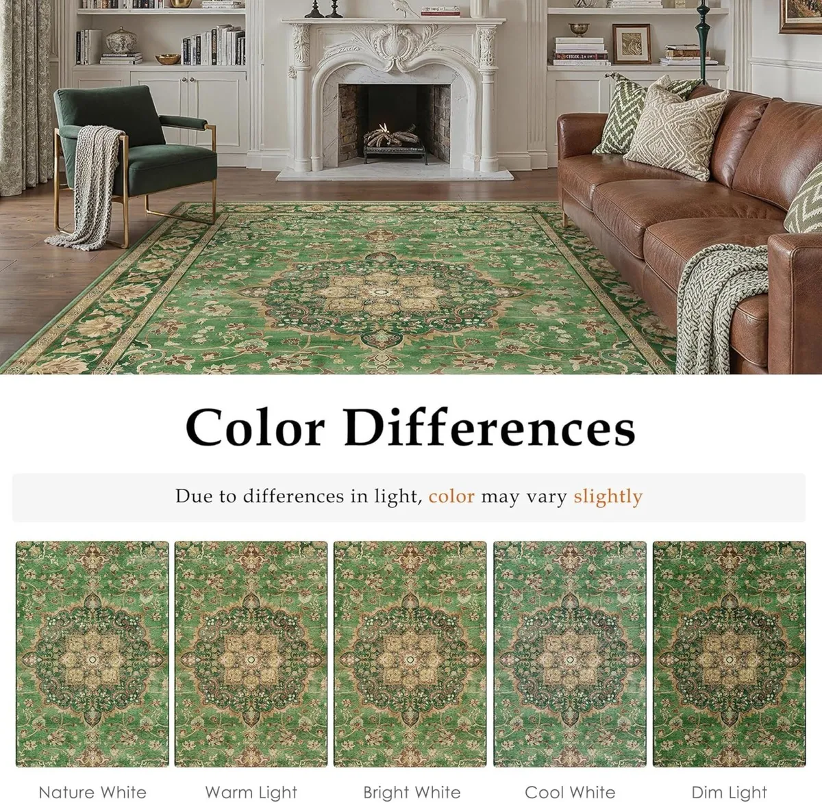 Living Room Area Green Rug 200x300cm Machine - Image 2