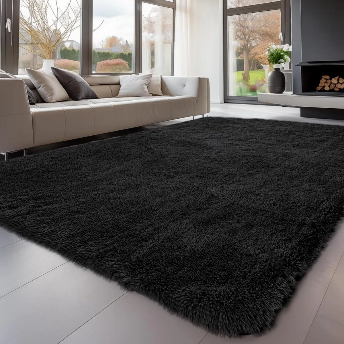 Rugs Living Room 200x300cm Black Area for Bedroom - Image 1