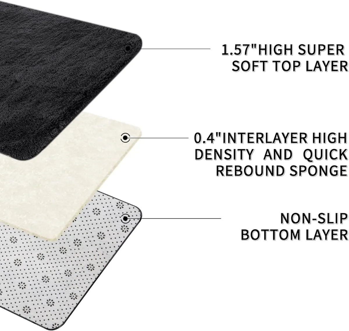 Rugs Living Room 200x300cm Black Area for Bedroom - Image 3