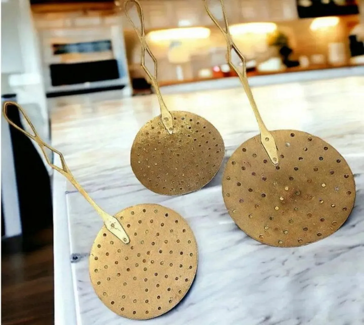 Trio Brass.Copper Chestnut Roasters/ Skimmers - Image 4