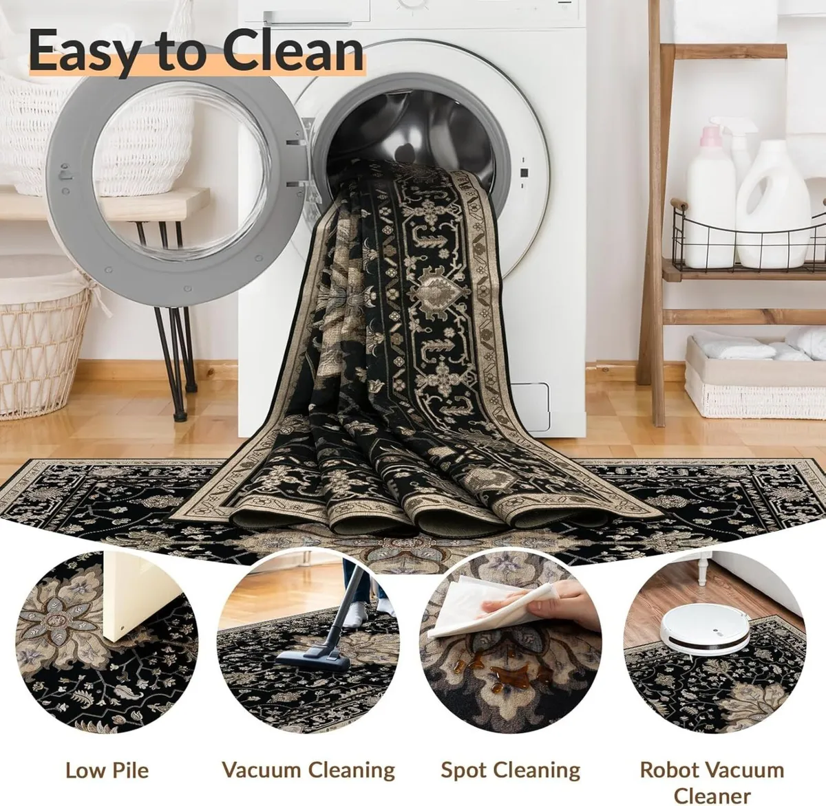 Machine Washable Rugs 240x300 cm Vintage Area Rug - Image 3