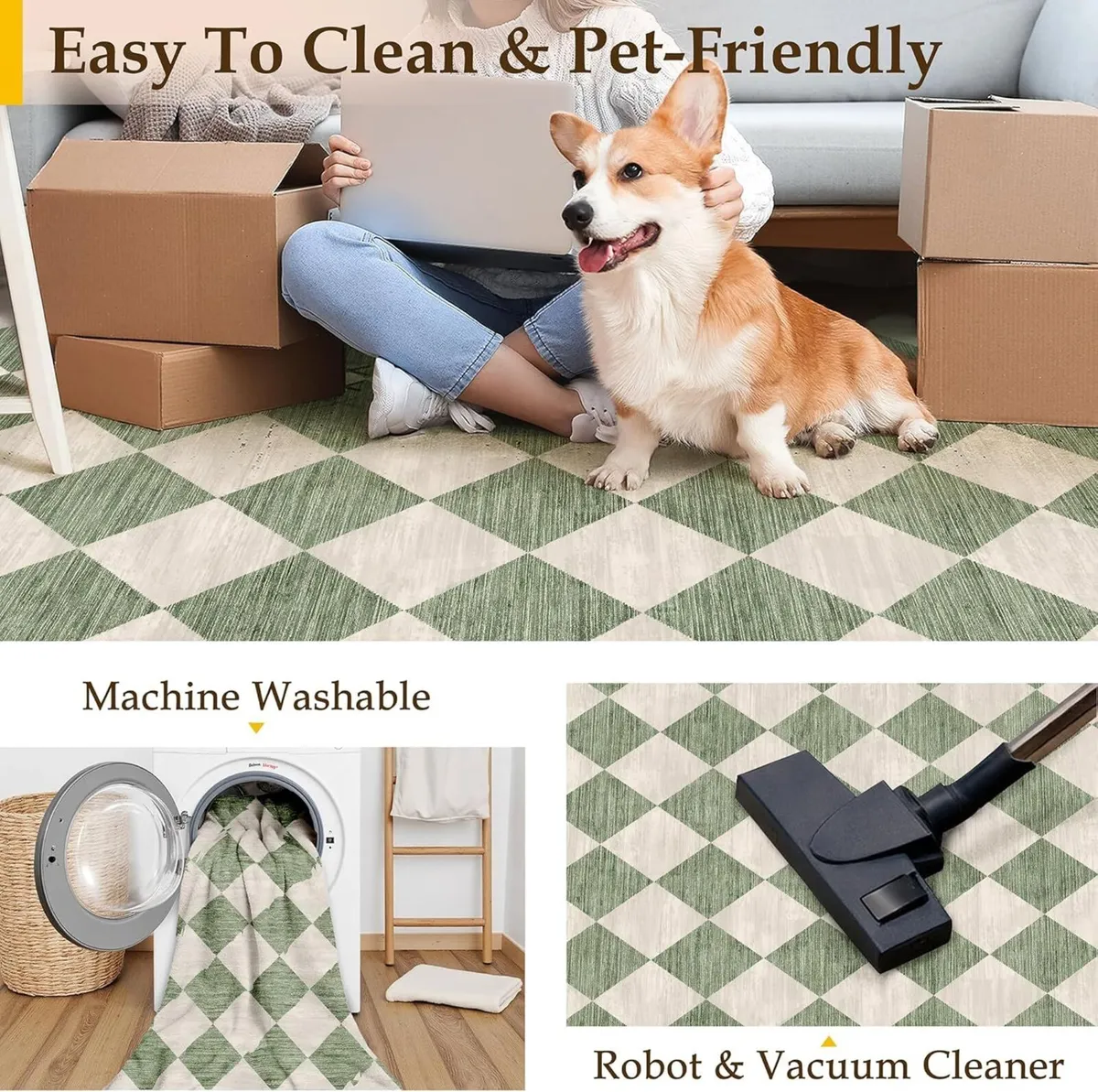 Rugs Living Room Area Rug 200x300cm Green Bedroom - Image 3