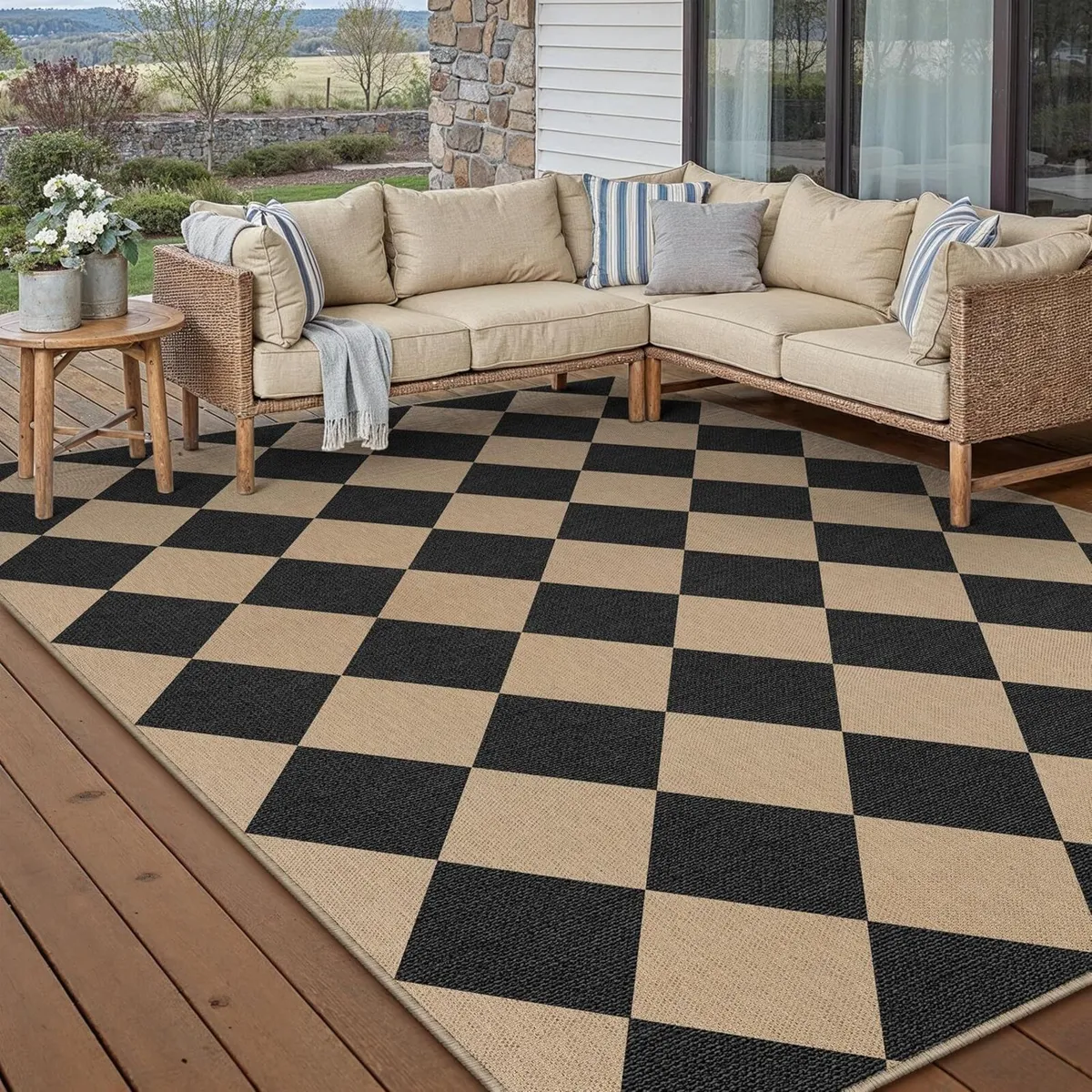 Checkered Brown Black Rugs Living Room 200x300cm - Image 3