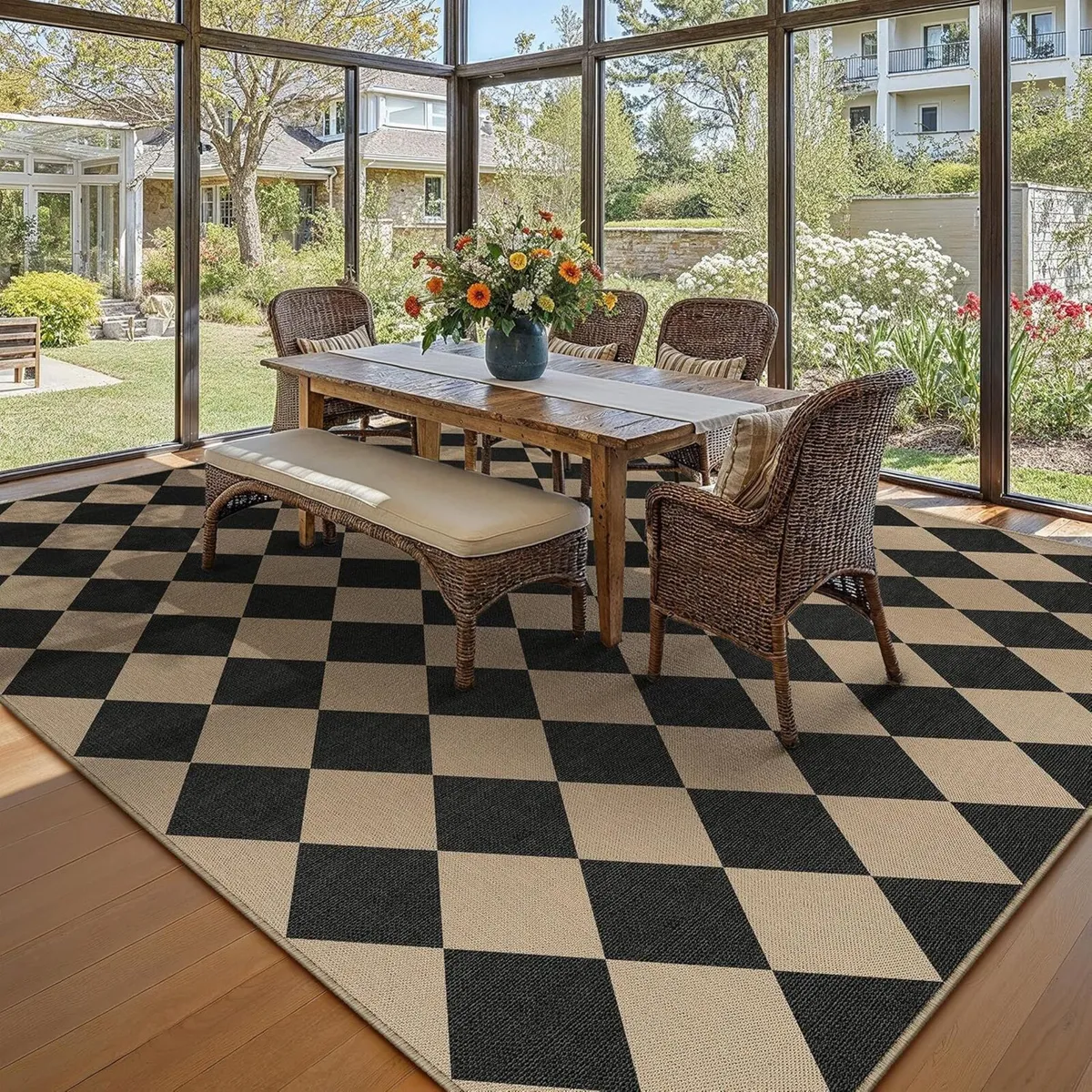 Checkered Brown Black Rugs Living Room 200x300cm - Image 4