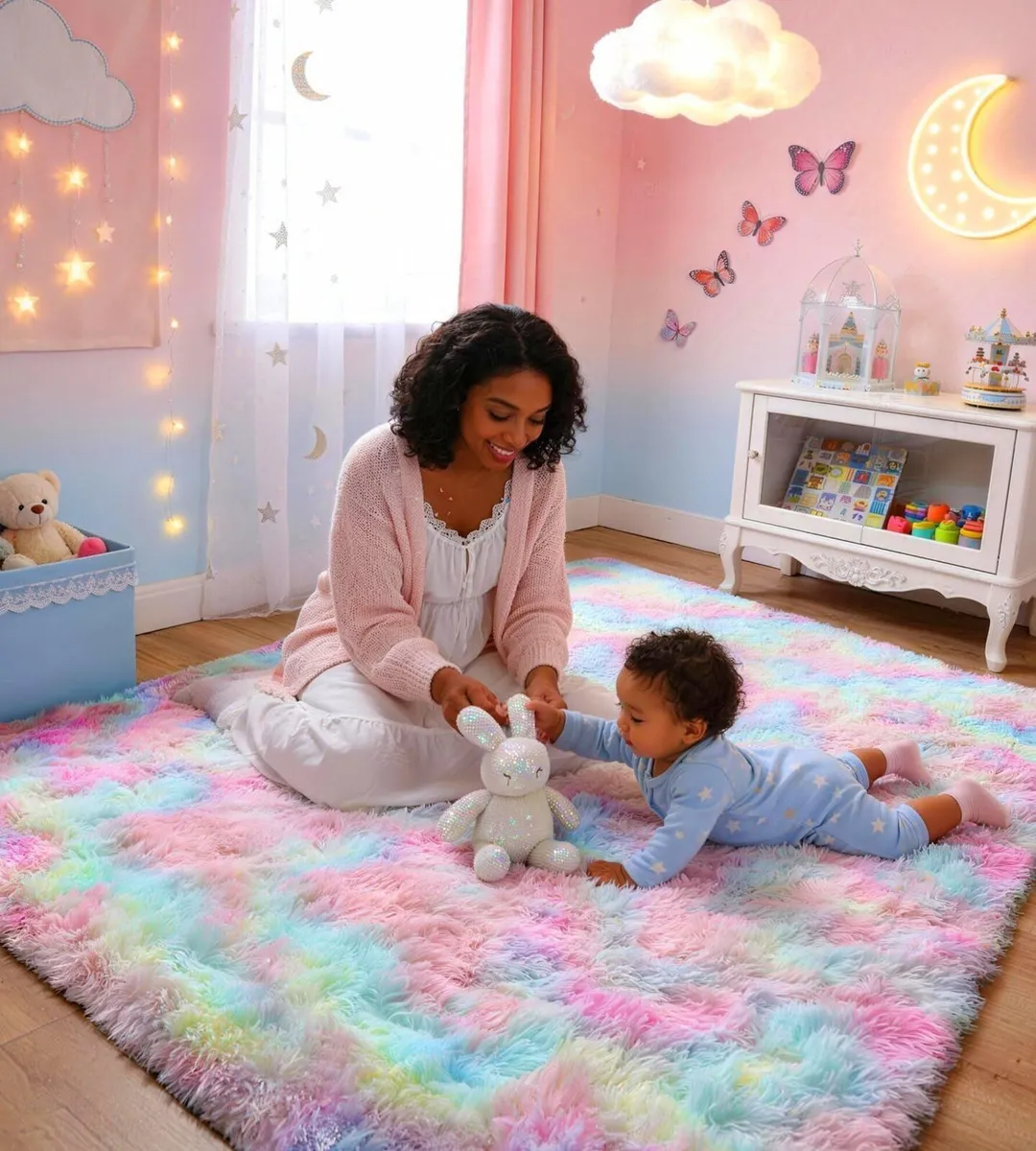 Living Room Rug 200 x 300 cm Rainbow Washable - Image 1