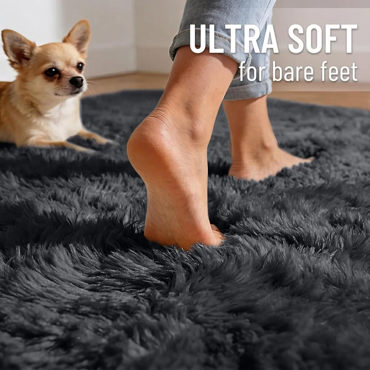 Fluffy High Pile Rugs Living Room Large Anti Slip - Image 2