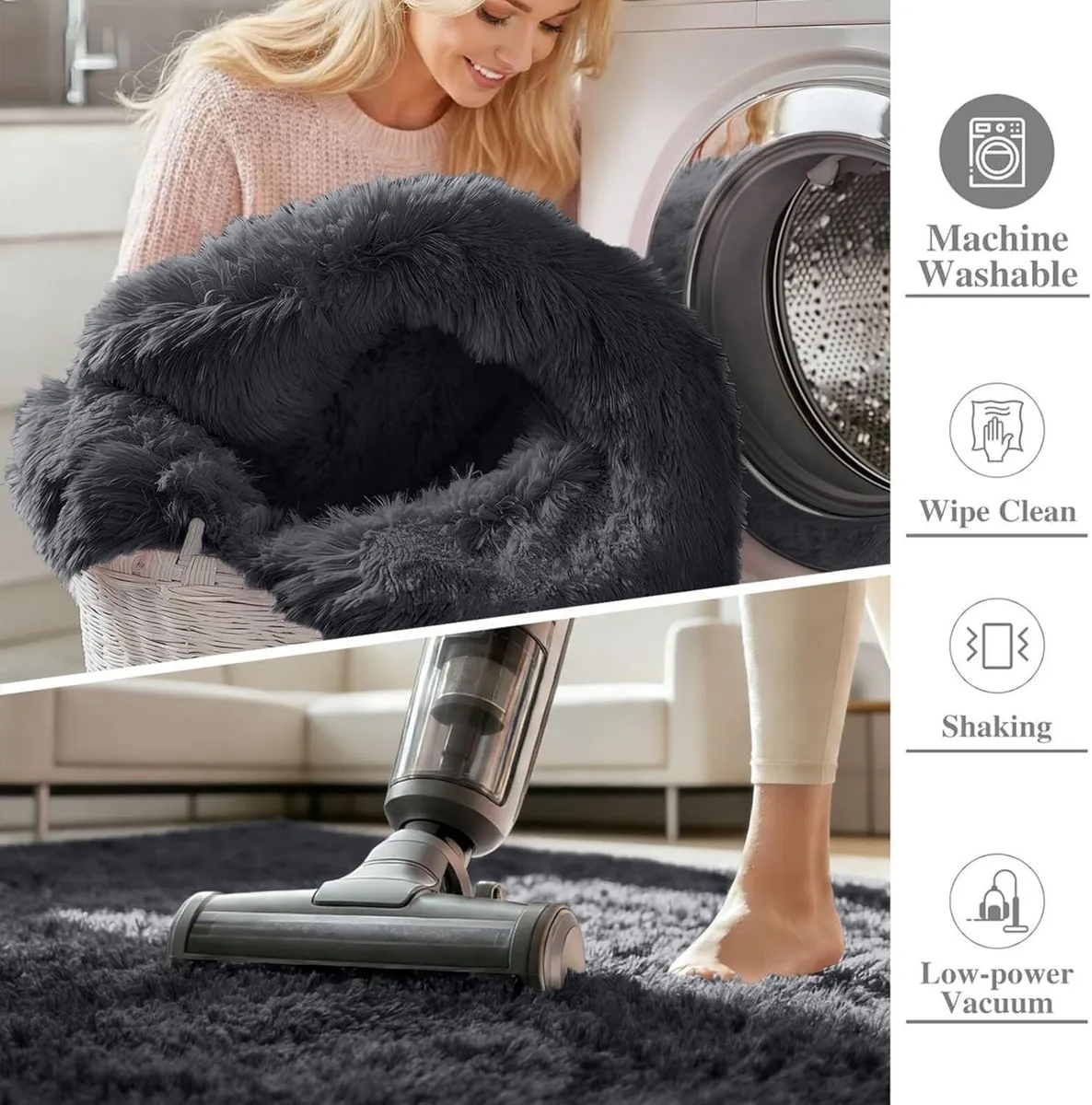 Fluffy High Pile Rugs Living Room Large Anti Slip - Image 4