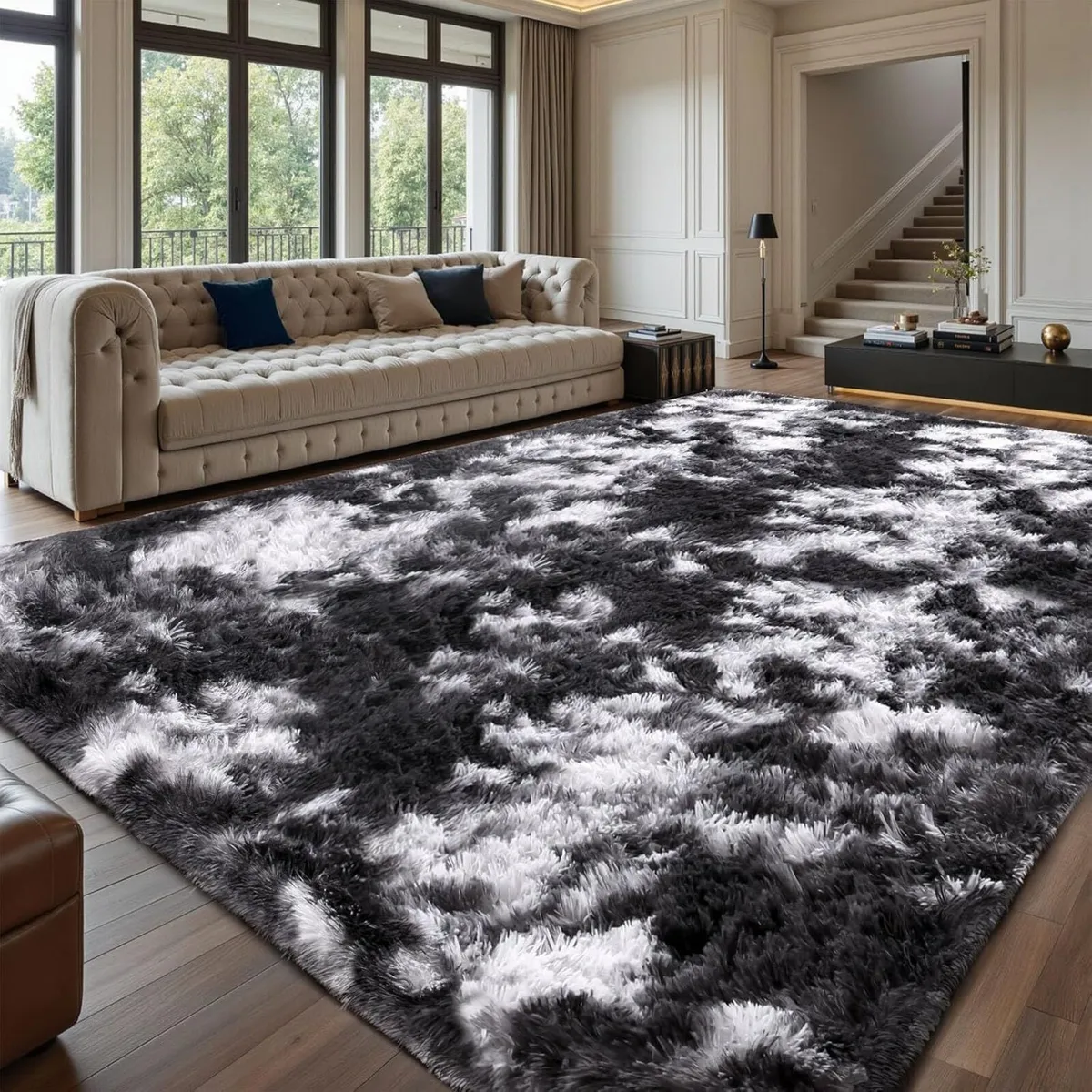 High Pile Rug Grey Living Room 200 x 300 cm - Image 1