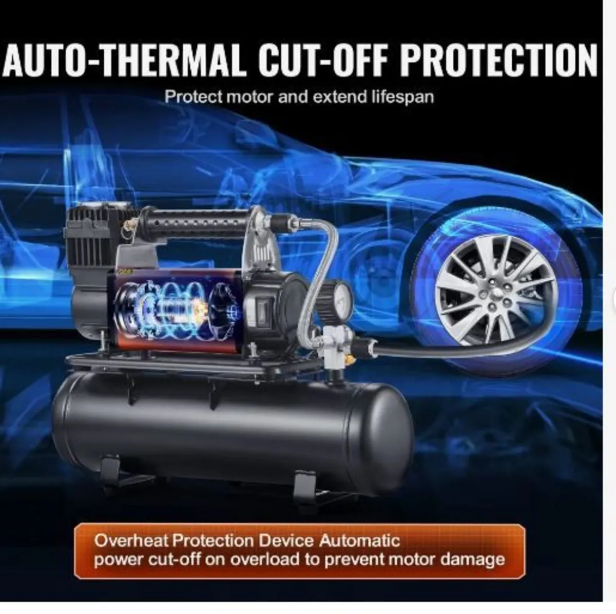 12V Heavy Duty Air Compressor with 6L Tank - Image 4