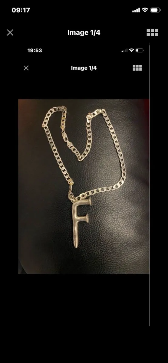 Large ‘F’ Initial on Silver Chain - Image 1