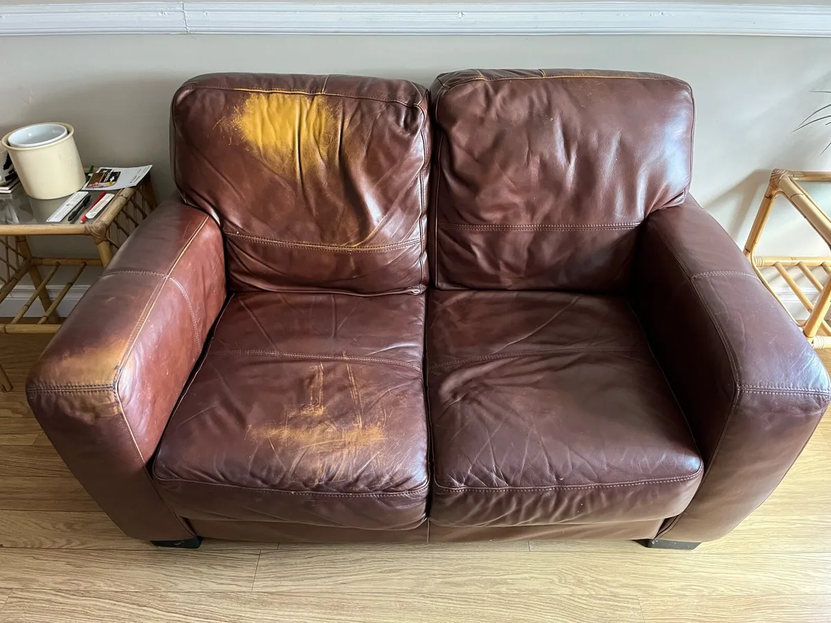 Brown leatherette couch FREE - Image 1